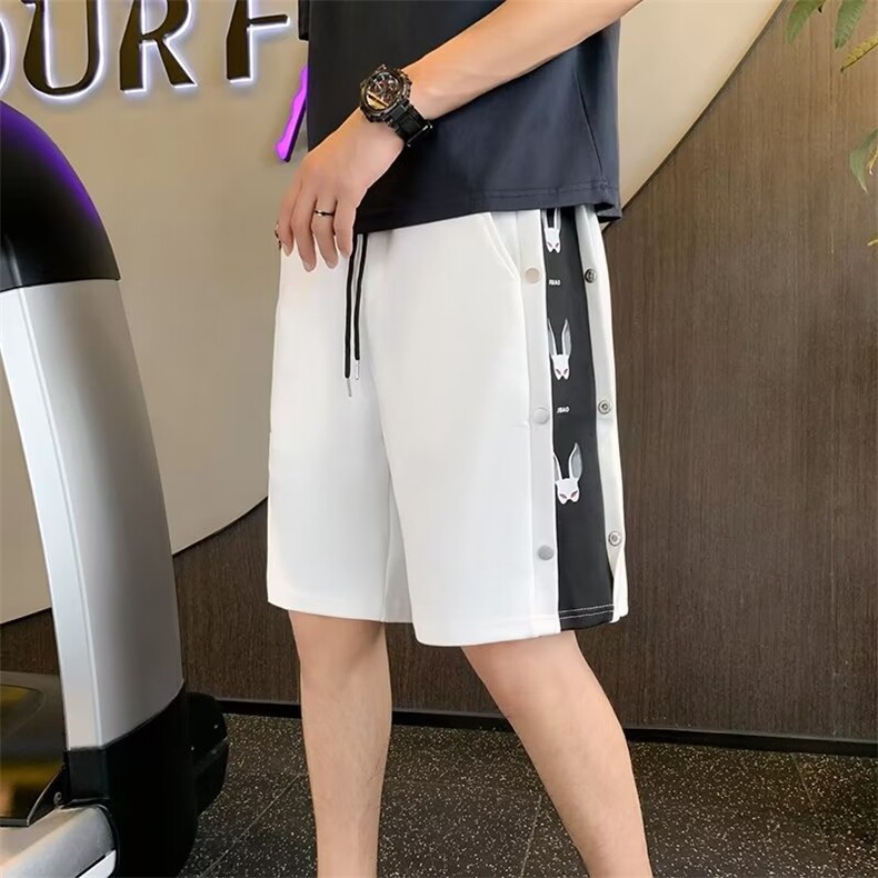夏季男士休闲百搭松紧腰运动短裤INS港风拼接宽松直筒五分裤6606,男装牛仔裤,星座1116A-2（原606A-1）
