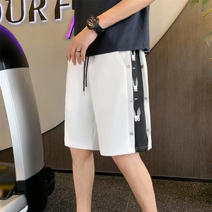 夏季男士休闲百搭松紧腰运动短裤INS港风拼接宽松直筒五分裤 6606图片