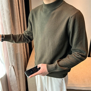半高领毛衣绿色男针织衫打底衫修身款 　　MY6002-P50图片