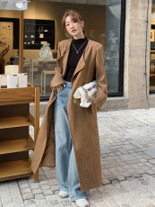 现货设计师极简显瘦呢大衣p195k278-7708-2c210，女装风衣，2C210