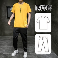 2021夏季新款字母短袖T恤男套装九分裤两件套男潮A438-TZ02-P30，男装套装，电商A438