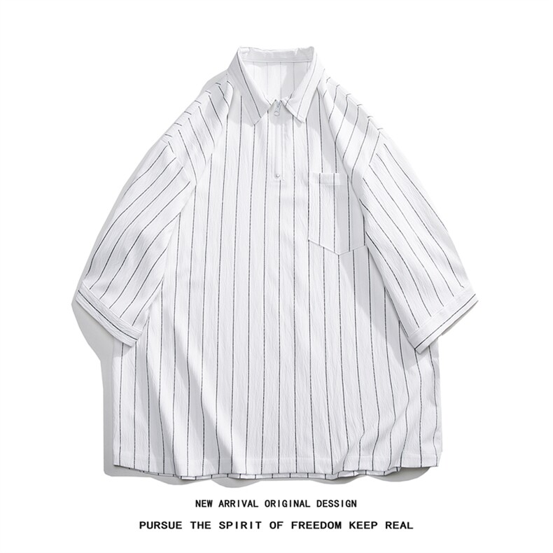 C8080/P35新款夏季个性条纹polo衫衬衣男大码宽松衬衣简约上衣男,男装Polo衫,电商A141