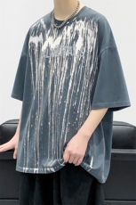 夏装青少年潮水洗圆领半袖男女创意印花短袖T恤1555-P50控价68，男装T恤，电商A441-1