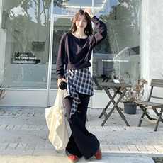 新款【已出货】格子拼接卫衣套装2C110-H9780-P175-K278，女装套装/套裙，2C110