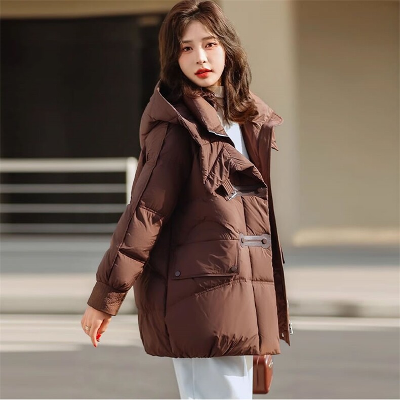 （现货）90白鸭绒女冬新款时尚洋气气质高端加厚保暖宽松羽绒服女,女装羽绒服,韩蔻秀