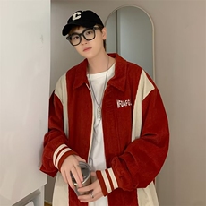 撞色灯芯绒棒球服男春秋ins美式宽松情侣休闲夹克外套潮JY422-P58，男装夹克，星座1008