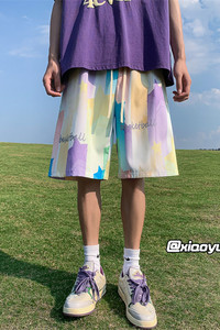 XZ616 夏季新款满印星星冰丝五分裤休闲沙滩裤 TY880 P25控39图片