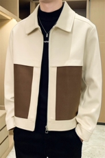 男新款呢子大衣秋冬妮子毛呢拼色宽松夹克外套A236-JK-5052-P135，男装夹克，电商A236