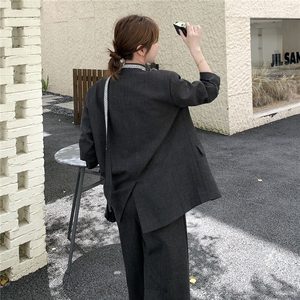 高级感显瘦西服外套通勤套装女2025春秋季新款休闲阔腿长裤两件套图片