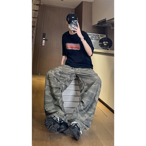 现货 美式伞兵裤子潮牌宽松阔腿登山工装休闲长裤男K651-P45 控68图片
