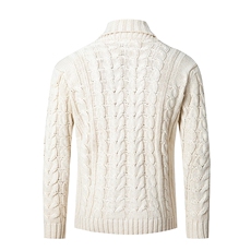 2024新款秋冬翻领纯色开衫毛衣外套时尚单排扣男款，男装针织衫/毛衣，星座306A