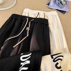 2024春款印字母宽松束脚卫裤715-6-BK802P50(控68），男装休闲裤，星座715-6