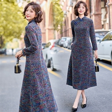 水衣源8108款冬季水貂绒（加厚面料）修身气质旗袍裙，女装汉服/婚纱/旗袍/礼服，水衣源