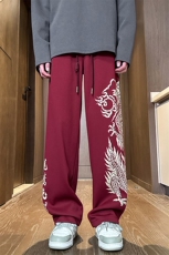 2026春季新款内景大码龙年风印花卫裤M-5XHK24139-特P45，男装休闲裤，电商A022