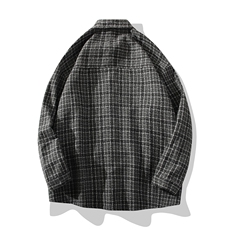 抖音好货衬衫男长袖韩版港风宽松休闲格子衬衣外套DX125P60，男装衬衫，电商B413-1