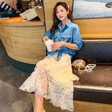 雪纺半身裙女夏2020新款中长款大摆长裙a字裙裙子套装，女装套装/套裙，曼娅璐