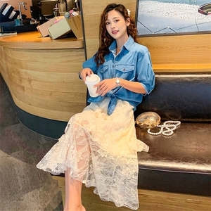 雪纺半身裙女夏2020新款中长款大摆长裙a字裙裙子套装图片