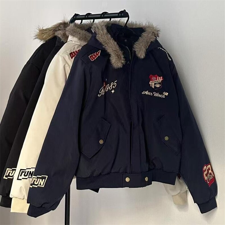 1506-1/J8191可拆卸毛领座山雕棉服/P76绣徽章棉衣外套男女冬季,男装棉衣,星座1506-1