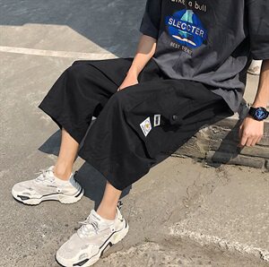 K707-P45 夏季男士大口袋工装七分裤男宽松大码直筒灯笼潮裤图片