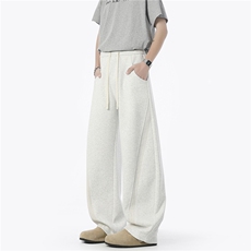 弯刀裤重磅卫裤新款裤子港风直筒长裤宽松休闲裤男女生工装运动裤，男装休闲裤，星座302B-2