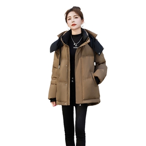 现货羽绒服女2024年冬季新款女装时尚休闲拼接撞色冬季保暖外套图片