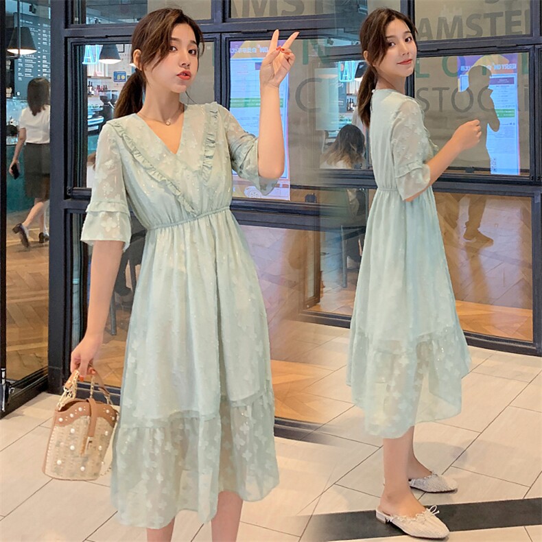 春夏超显瘦连衣裙桑蚕丝时尚通勤刺绣短袖连衣裙9911，女装连衣裙，天丽