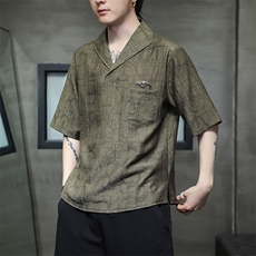 新中式立领风潮T恤短袖民族服饰刺绣汉服时尚唐装T2416-P65，男装T恤，电商A227