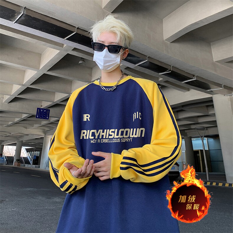 抖音得物供货提供视频秋冬重磅美式宽松织带圆领卫衣0703,男装卫衣,电商A486