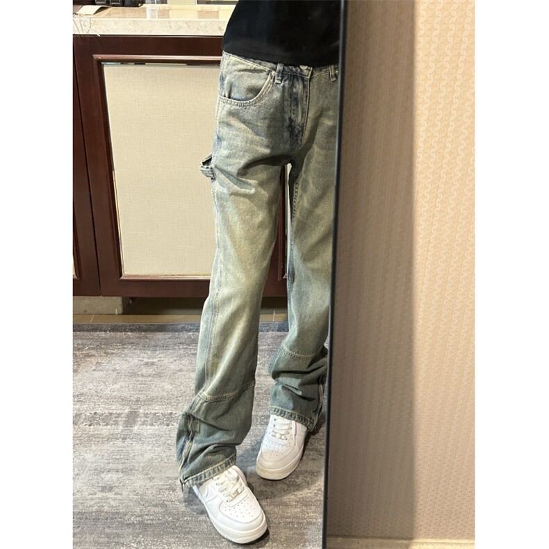 【有货】拉链微喇牛仔裤男美式vibe风裤子高街直筒X222LL-特P45,男装牛仔裤,星座1007（原301D）