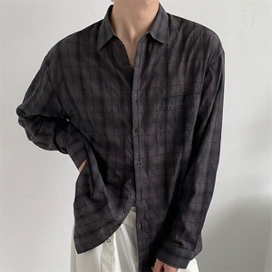 现货~宽松长袖衬衫格子衬衣男式休闲薄外套 XZ716A-CS809P55图片