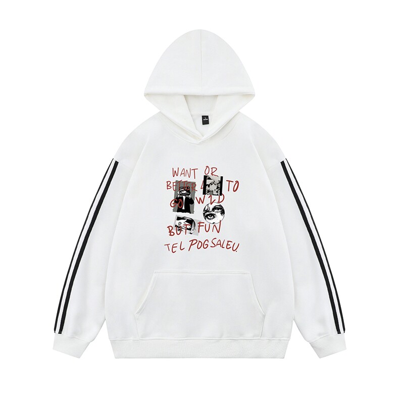新款平铺侧边条纹时尚字母印花连帽卫衣A247-WR702P55控78,男装卫衣,电商A247-1