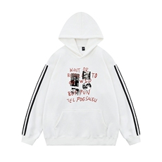 新款平铺侧边条纹时尚字母印花连帽卫衣A247-WR702P55控78，男装卫衣，电商A247-1