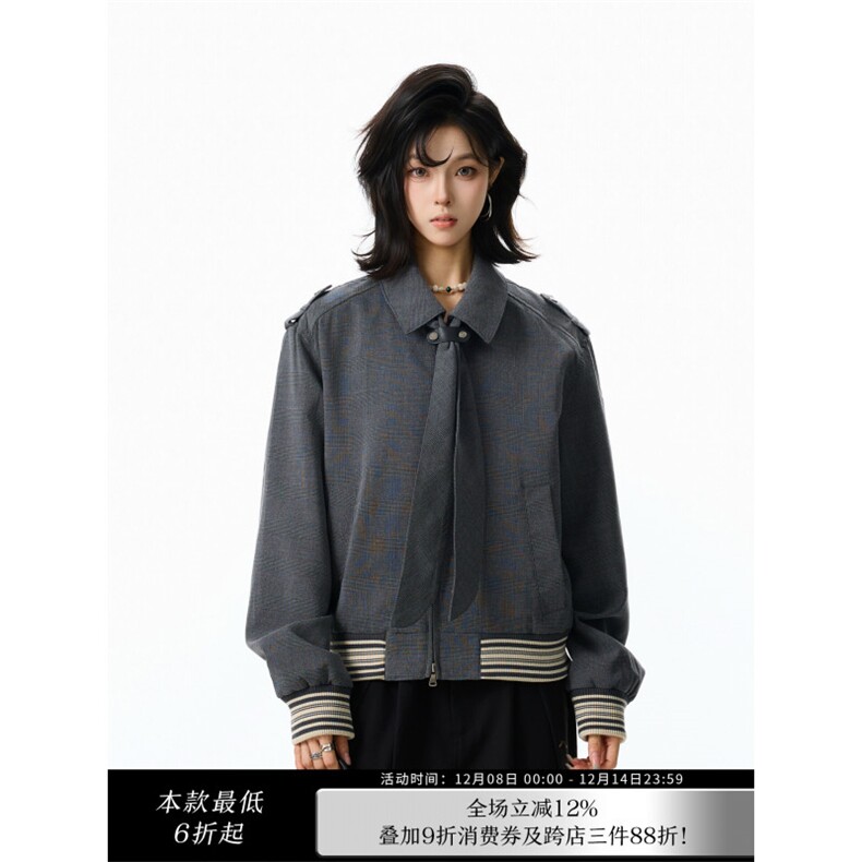 老钱风穿搭千鸟格夹克外套男女格子翻领上衣LW309P76，男装夹克，星座1112-1