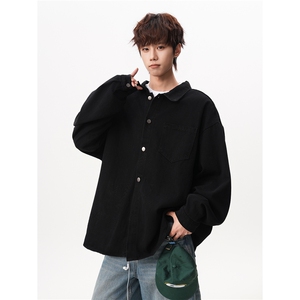 8XL-M 特大码牛仔衬衫宽松浅蓝色牛仔外套男休闲衬衫CS502P68控88图片