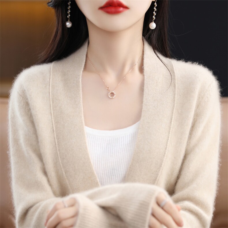 优雅气质女开衫简约百搭显瘦保暖外套品质纯材质柔软舒适,女装羊毛衫,琳华羊绒