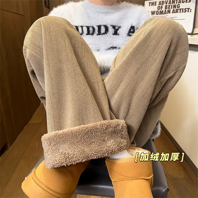 韩版阔腿裤女冬季新款加绒保暖通勤运动卫裤 5D2122-TP3569图片