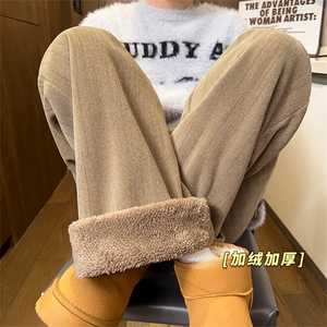 韩版阔腿裤女冬季新款加绒保暖通勤运动卫裤 5D2122-TP3569图片
