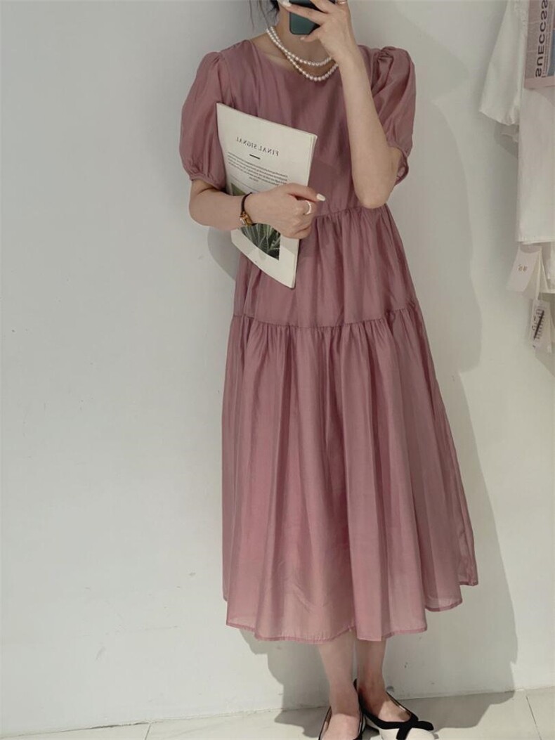 后背系带连衣裙，女装连衣裙，驿谷