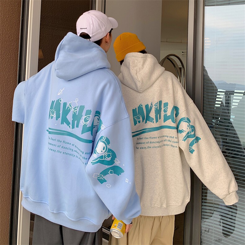 情侣装秋装太空人印花宽松大码情侣卫衣女外套G957P58男类,女装短外套,电商A339