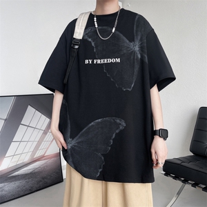 7XL-M 美式纯短袖T恤男2023夏季新款潮牌个性花色宽松大码体恤图片
