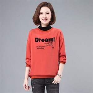 长期现货，冬季新款圆领套头长袖时髦加绒刺绣卫衣，女装卫衣/绒衫，涵誉