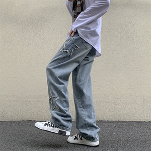 美式高街vibe风裤子潮流牛仔裤男设计感宽松拖地长裤N08811-P43图片
