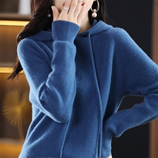 连帽纯色羊毛衫女2025春秋新款修身内搭长袖打底针织毛衣，女装羊毛衫，桦兴羊绒