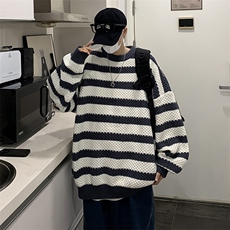 条纹毛衣男秋冬慵懒日系宽松外套复古潮牌长袖针织衫MY07128-P48，男装针织衫/毛衣，星座308B-1