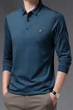 春秋季新款休闲长袖T恤男士中年翻领polo衫薄款时尚百搭男装上衣，男装T恤，电商B212（原钱塘6029）