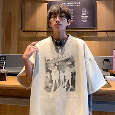 ！版权！2025夏季新款男士麂皮绒短袖T恤情侣半袖TL2455特P19，男装T恤，电商B220