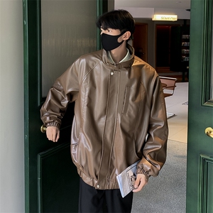 A941-P70 秋季情侣机车服宽松上衣冲锋衣夹克复古个性男皮衣外套图片