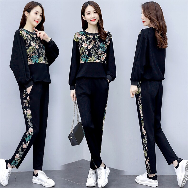 现货2024春装套装/套裙时尚印花舒适百搭运动风，女装套装/套裙，三木叶子