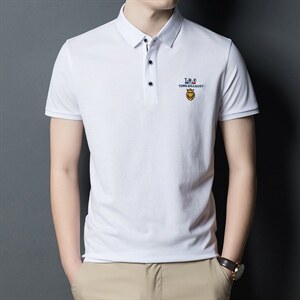 夏季新款男士翻领短袖t恤中年有领男装上衣服休闲POLO衫图片