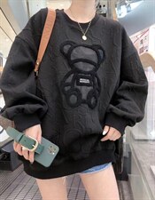 面料压花小熊卫衣，女装卫衣/绒衫，一杭